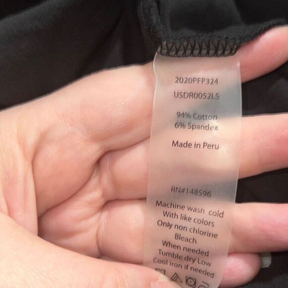 Universal Standard Tesino Black Long Sleeve Jersey Dress V-Neck T-Shirt 2XS 6-8 - Picture 6 of 7